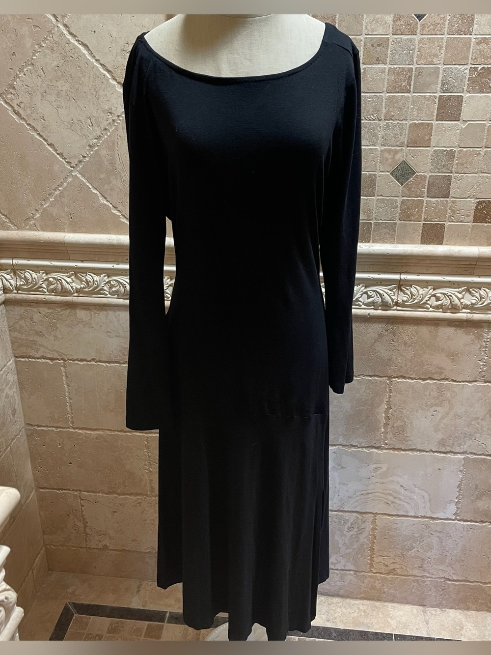 MaxMara black midi length bateau neck dress